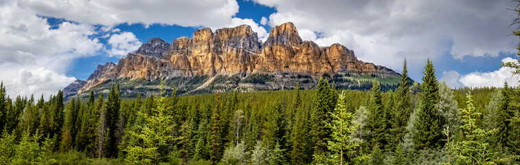 panorama image of castle mountain in Canada