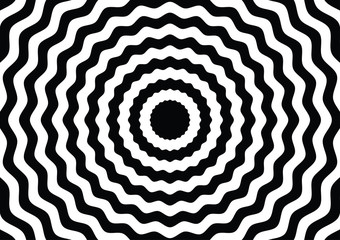 wave line circle black and white optical illusion
