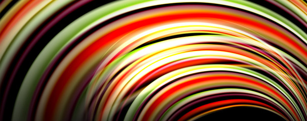 Fluid color rainbow style wave abstract background, techno modern design on black