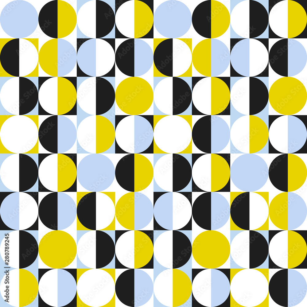 Poster seamless geometric pattern with circles and semicircles. abstract modern background. vector wallpape