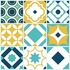 Papier peint Portugal carreaux de céramique Modèle de tuile sans couture azulejo. Éléments de design décoratif vintage. Modèle vectoriel.