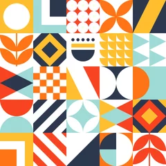 Wall murals Retro style Abstract seamless bauhaus pattern. Vector colorful geometric background.