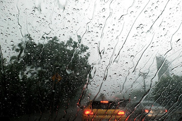 Rain drop on car window
