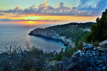 Greece,island Paxos-view of the sunset from Mausmouli Bay