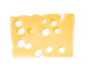 Slice of cheese isolated on white