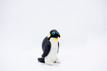 Plasticine artwork. Handmade penguin.