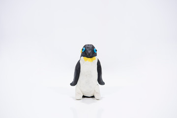 Plasticine artwork. Handmade penguin.