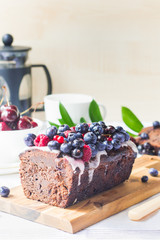 chocolate bread pie with berries