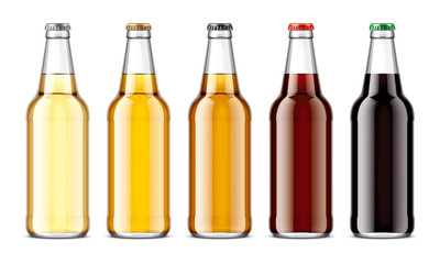 Glass beer bottles mockup. 