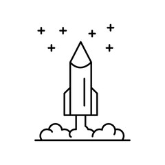 Space start up rocket line icon. Element of landscapes icon