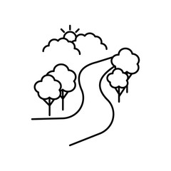 Way tree field landscape line icon. Element of landscapes icon