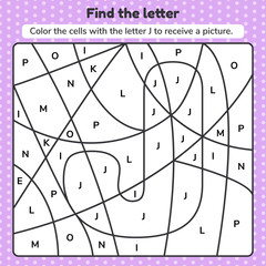 Coloring book letter for kids. Worksheet for preschool, kindergarten and school age.