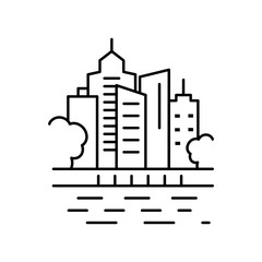 Fototapeta premium City sea urban landscape line icon. Element of landscapes icon