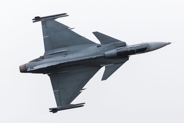 Swedish Air Force JAS-39 Gripen captured at the 2019 Royal International Air Tattoo at RAF Fairford.