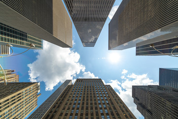 Fototapeta na wymiar Corporate office buildings low angle sunlight 