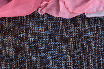 Gently pink silk fabric on the gray background
