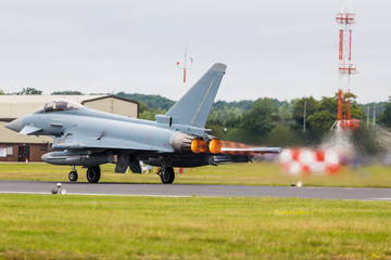Fototapeta na wymiar German Air Force EF2000 Typhoon captured at the 2019 Royal International Air Tattoo at RAF Fairford.