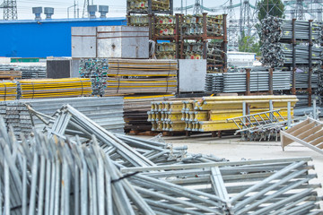 Openair storage of galvanized steel and aluminum frames, ladders, and ringlock scaffolding systems...
