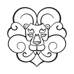 Hand Drawn Lion Coloring Page For Kids Vector Illustration