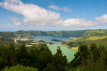Lagoa das Sete Cidades is located on the island of São Miguel, Azores and is characterized by the...