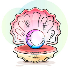 Beautiful Natural Open Pearl Shell Close Up Realistic Single Valuable Object Image Vector