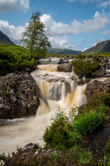 Fototapeta na wymiar Etive Mor waterfall in the highlands of Scotland.