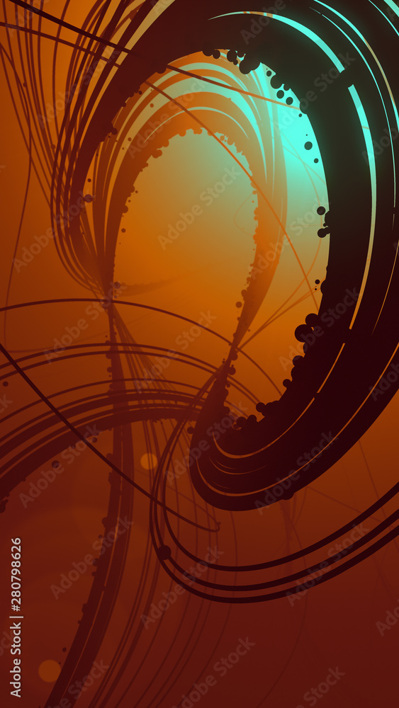 Poster Abstract colored curves. Computer generated geometric pattern. 3D rendering