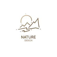 Minimal doodle landscape logo illustration