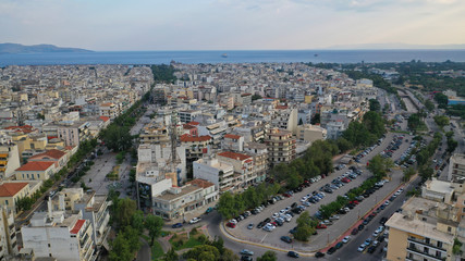 Aerial drone photo of famous seaside town of Kalamata, South Peloponnese, Greece