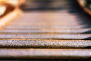 Old rusty stairs close up. Descend to the bottom