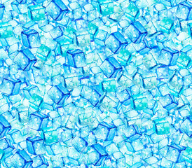 Seamless pattern of fresh ice cubes. Watercolor background for cooling illustrations, Wallpapers, packaging or textiles.