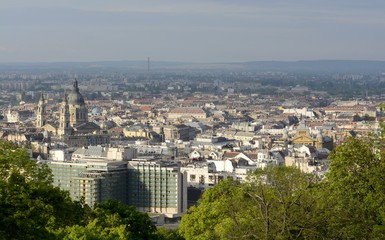 The bridges and the most beautiful buildings of Budapest from Gellert Mountain