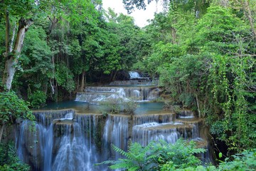 Huay Mae Khamin Waterfall, beautiful waterfall in Kanchanaburi province, Thailand.