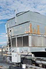 Vertical view of a commercial cooling tower