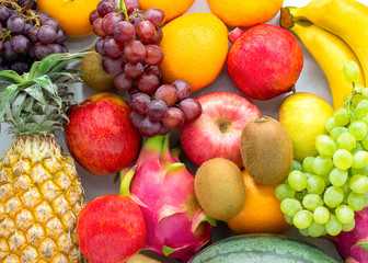 Fresh fruits.Assorted fruits colorful,clean eating,Fruit background