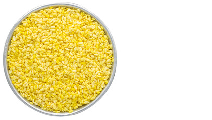 Soybean in cup isolated on white background with clipping path