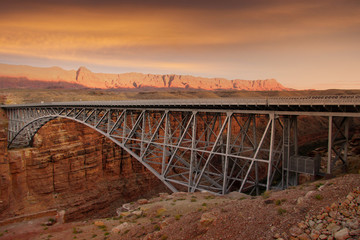 Bridge at Arizona and Utah border near Page Arizona across Colorado river.