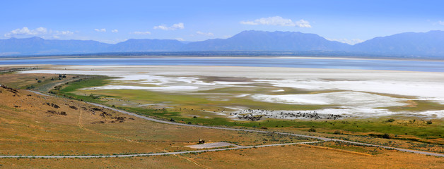 Antelope island near Salt lake city panoramic view