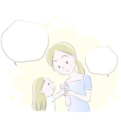Mom and daughter vector drawing