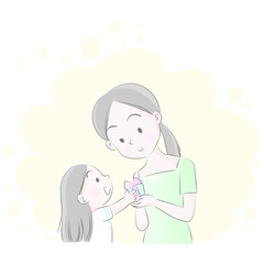 Mom and daughter vector drawing