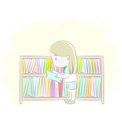 girl reading vector drawing