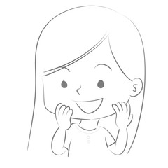 girl happy vector drawing art