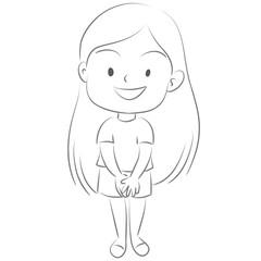 girl happy vector drawing art