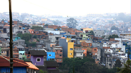 Crowded Favelas in Sao Paulo, Brazil in night time On May 02, 2015 Sao Paulo, Brazil.