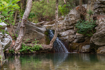 Fototapeta na wymiar Waterfalls in Thassos and Hotnitsa