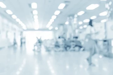 Fotobehang Blurred interior of hospital - abstract medical background. © jakkapan