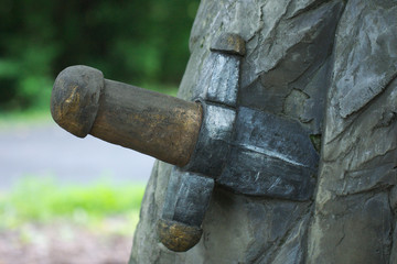 Excalibur alike sword in the stone