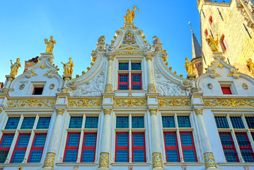 Fototapeta premium Bruges City Hall located in Burg Square in the centre of Bruges (Brugge), Belgium.