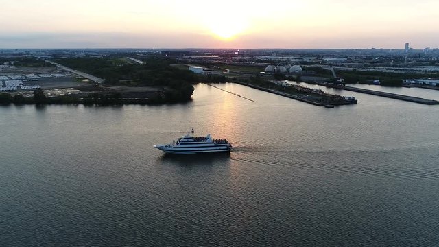 Aerial View of Passenger Ship Delaware River Philadelphia PA