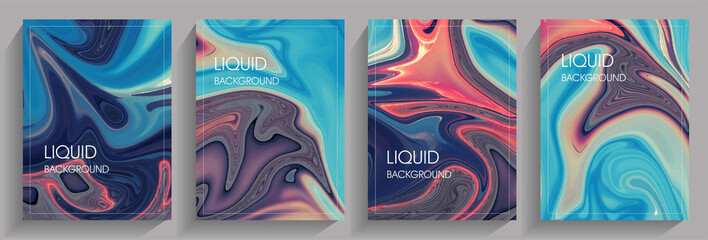 Set of watercolor liquid patterns